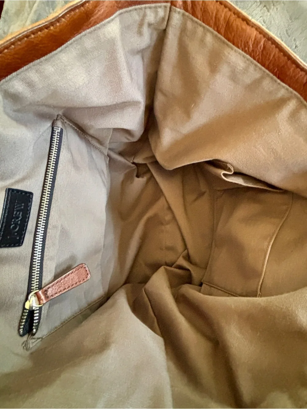 J.Crew Soft Leather Tote Bag Cognac Brown